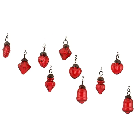 Red Combo Glass Tiny Christmas Hanging Set of 25